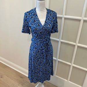 Ann Taylor Blue Printed Wrap Dress